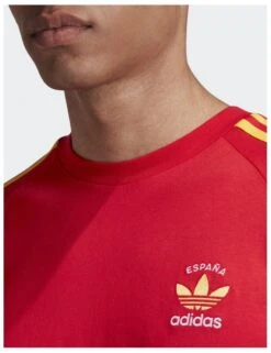 Adidas Originals 3 Stripe Trefoil Tee - Red (Spain) -FatBuddhaStore Clothing 3 stripe trefoil tee red spain p30375 104759 medium