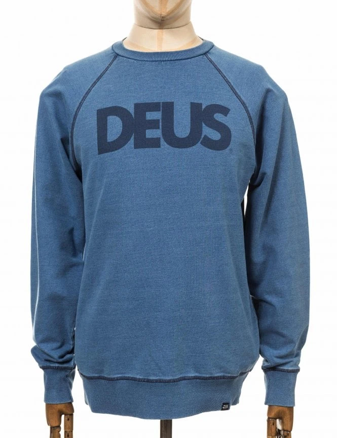 All Caps Indigo Crew Sweat - Light Indigo Deus Ex Machina All Caps Indigo Crew Sweat - Light Indigo -FatBuddhaStore Clothing all caps indigo crew sweat light indigo p23658 84541 medium