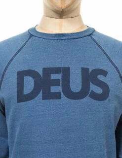 Deus Ex Machina All Caps Indigo Crew Sweat - Light Indigo 4 Deus Ex Machina All Caps Indigo Crew Sweat - Light Indigo -FatBuddhaStore Clothing all caps indigo crew sweat light indigo p23658 84543 medium