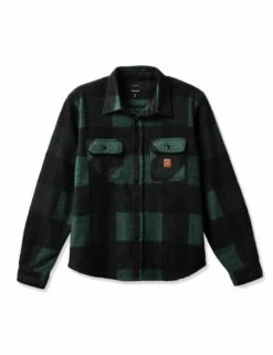 Brixton Bowery Arctic Fleece Shirt - Dark Green/Black