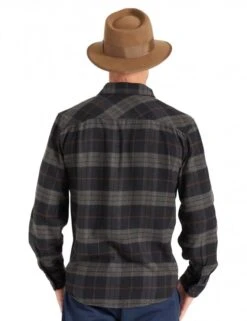 Brixton Bowery Flannel Shirt - Black/Charcoal -FatBuddhaStore Clothing bowery flannel shirt black charcoal p36582 123534 medium