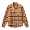 Brixton Bowery Flannel Shirt - Light Brown/Burnt Henna