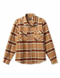 Brixton Bowery Flannel Shirt - Light Brown/Burnt Henna