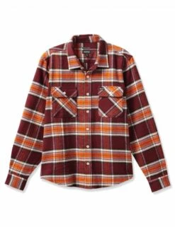 Brixton Bowery Flannel Shirt - Mahogany/Burnt Orange