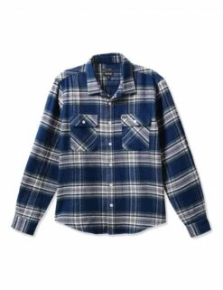 Brixton Bowery Flannel Shirt - Moonlight Ocean/Grey