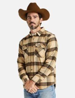 Brixton Bowery Flannel Shirt - Sand/Black 4 Brixton Bowery Flannel Shirt - Sand/Black -FatBuddhaStore Clothing bowery flannel shirt sand black p36583 123529 medium