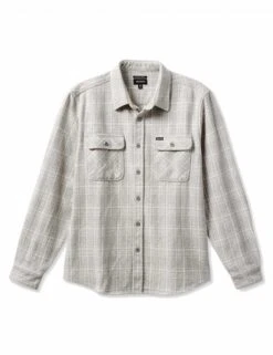Brixton Bowery Heavy Weight Shirt - Heather Grey/Off White