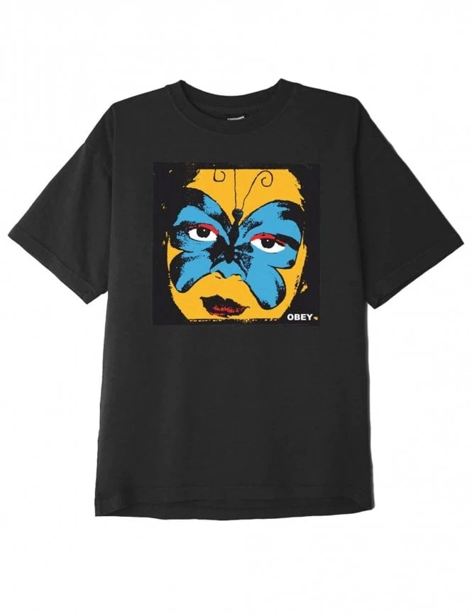 Butterfly Mask Tee - Pigment Faded Black Obey Clothing Butterfly Mask Tee - Pigment Faded Black -FatBuddhaStore Clothing butterfly mask tee pigment faded black p32509 120722 medium