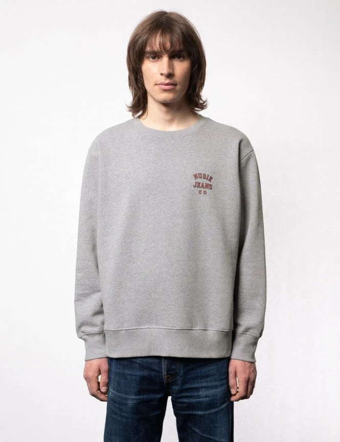 Frasse Logo Crew Sweat - Grey Melange Nudie Jeans Frasse Logo Crew Sweat - Grey Melange -FatBuddhaStore Clothing frasse logo crew sweat grey melange p30834 106414 medium
