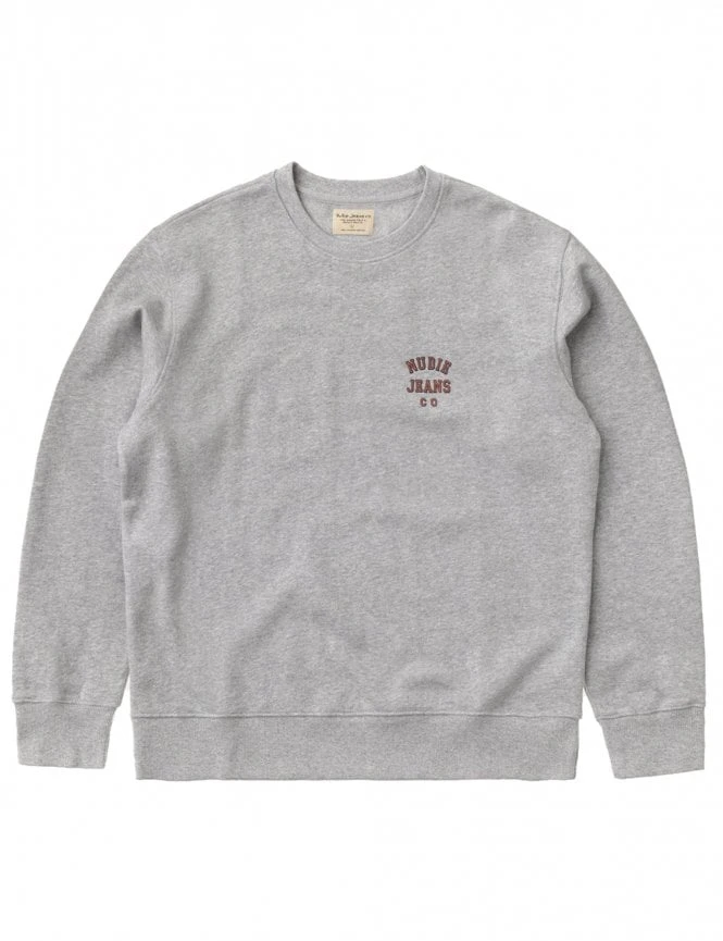 Frasse Logo Crew Sweat - Grey Melange Nudie Jeans Frasse Logo Crew Sweat - Grey Melange -FatBuddhaStore Clothing frasse logo crew sweat grey melange p30834 110657 medium