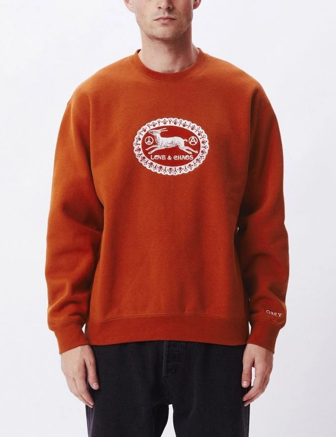 Love & Chaos Crew Sweat - Ginger Obey Clothing Love & Chaos Crew Sweat - Ginger -FatBuddhaStore Clothing love chaos crew sweat ginger p30672 105556 medium