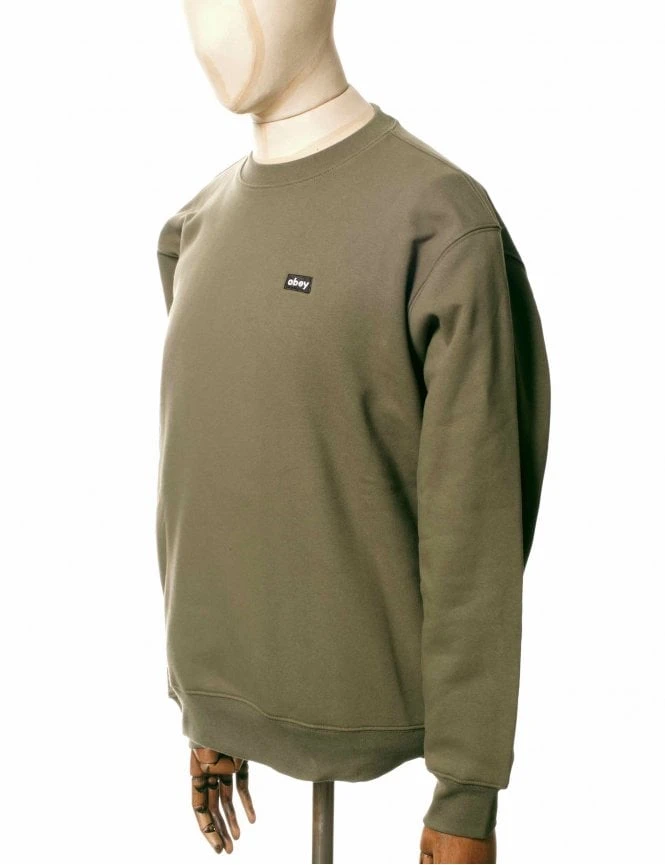 Mini Box Logo Crew Sweat - Thyme Obey Clothing Mini Box Logo Crew Sweat - Thyme -FatBuddhaStore Clothing mini box logo crew sweat thyme p30412 103984 medium