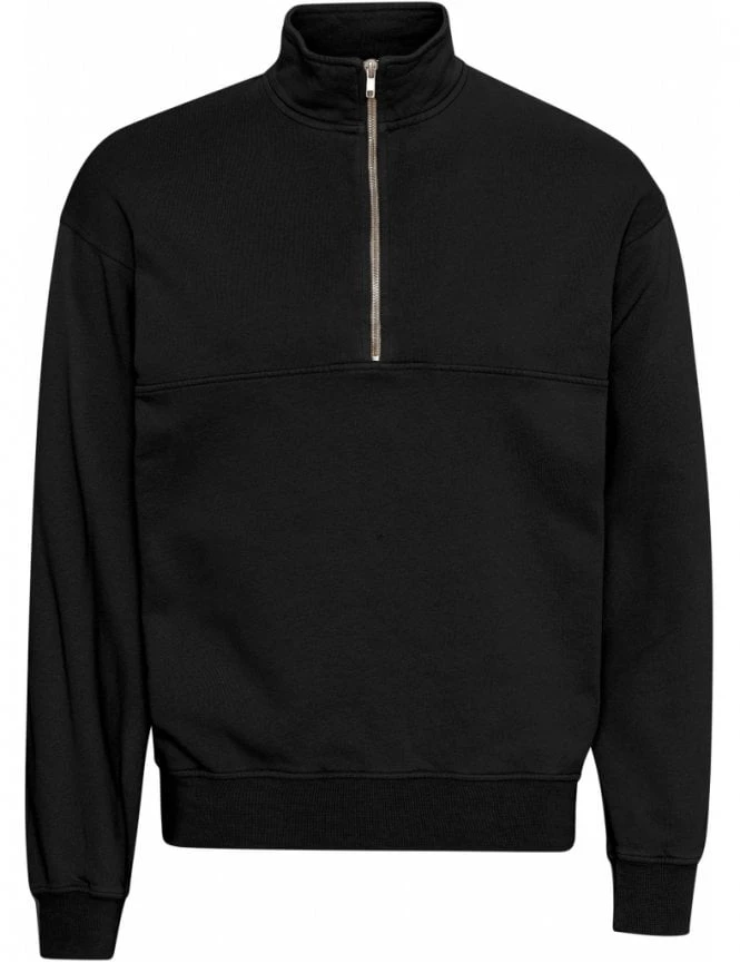 Organic Cotton Quarter Zip Sweat - Deep Black Colorful Standard Organic Cotton Quarter Zip Sweat - Deep Black -FatBuddhaStore Clothing organic cotton quarter zip sweat deep black p31296 107914 medium