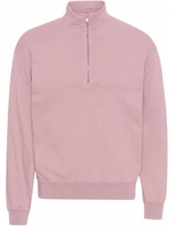 Colorful Standard Organic Cotton Quarter Zip Sweat - Faded Pink