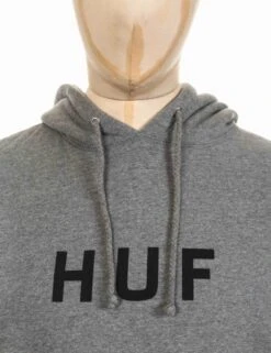 HUF Original Logo Hooded Sweat - Heather Grey -FatBuddhaStore Clothing original logo hooded sweat heather grey p16726 66746 medium