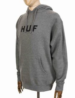 HUF Original Logo Hooded Sweat - Heather Grey -FatBuddhaStore Clothing original logo hooded sweat heather grey p16726 66747 medium