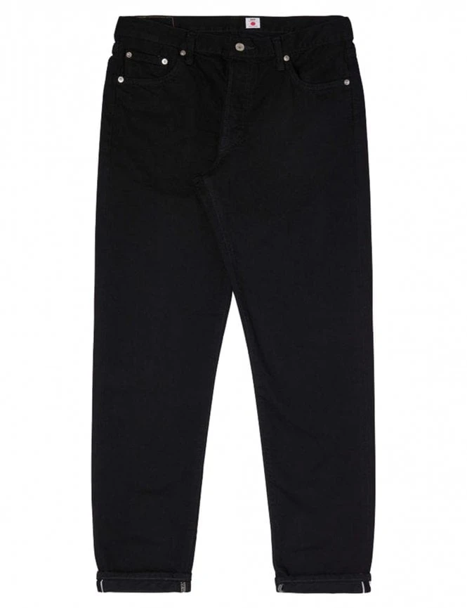 Regular Tapered Kaihara Stretch Jeans - Black Rinsed Regular Tapered Kaihara Stretch Jeans - Black Rinsed -FatBuddhaStore Clothing regular tapered kaihara stretch jeans black rinsed p31469 110740 medium