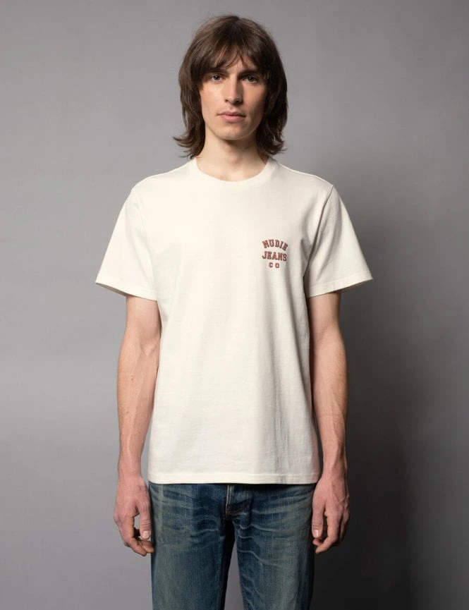 Roy Logo Tee - Off White Nudie Jeans Roy Logo Tee - Off White -FatBuddhaStore Clothing roy logo tee off white p30831 106488 medium