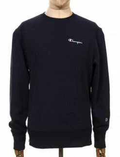 Champion Reverse Weave Script Logo Crew Sweat - NNY Navy