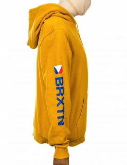 Brixton Stowell Int Hooded Sweat - Nugget Gold -FatBuddhaStore Clothing stowell int hooded sweat nugget gold p23301 82037 medium