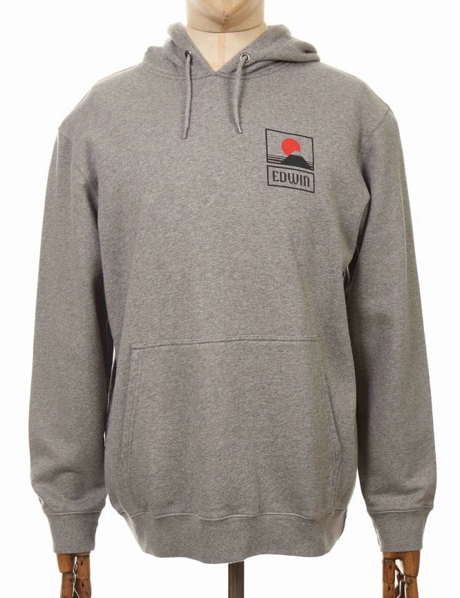 Sunset on Mt Fuji Hooded Sweat - Mid Grey Marl Sunset On Mt Fuji Hooded Sweat - Mid Grey Marl -FatBuddhaStore Clothing sunset on mt fuji hooded sweat mid grey marl p27068 94928 medium