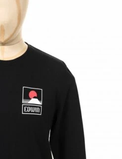 Sunset On Mt Fuji Long Sleeve Tee - Black -FatBuddhaStore Clothing sunset on mt fuji long sleeve tee black p21219 77327 medium