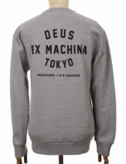 Deus Ex Machina Tokyo Address Crew Sweat - Grey Heather