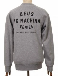 Deus Ex Machina Venice Address Crew Sweat - Grey Heather